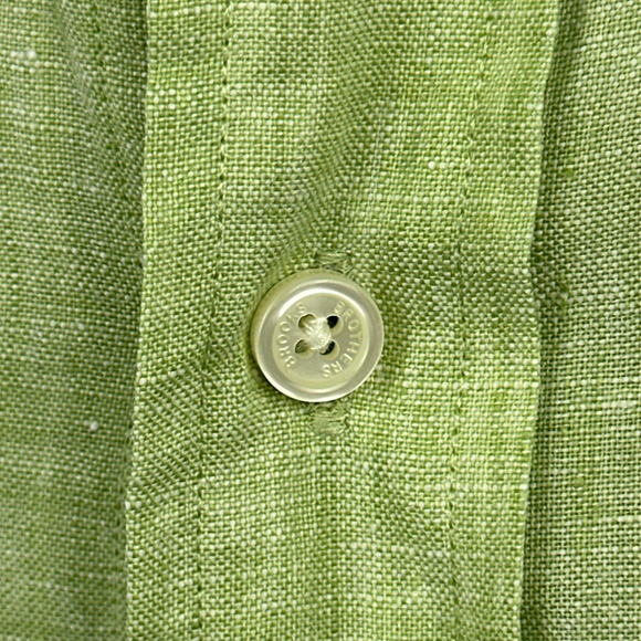Vintage Brooks Brothers Shirt Adult LARGE Green Irish Linen Button Down 90s - Picture 6 of 9
